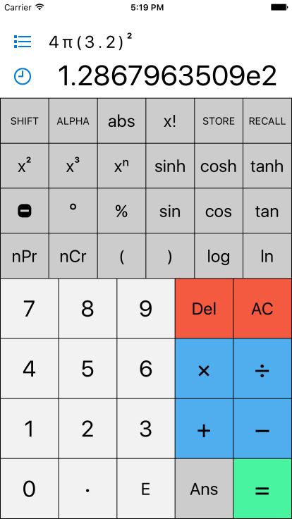 A scientific calculator for mathematical formulas